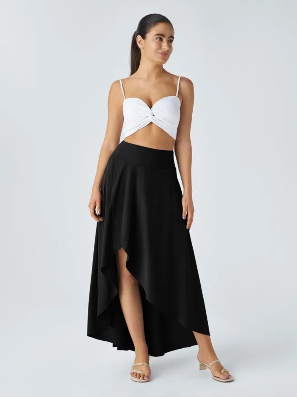 HALARA Breezeful High Waisted High Low Ruffle 2-in-1 Flowy Quick Dry Casual Maxi